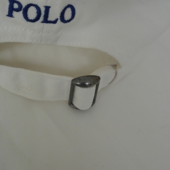 Ralph Lauren Polo Hat Cap Strap Back White Blue Pony Adjustable Mens - Picture 5 of 6